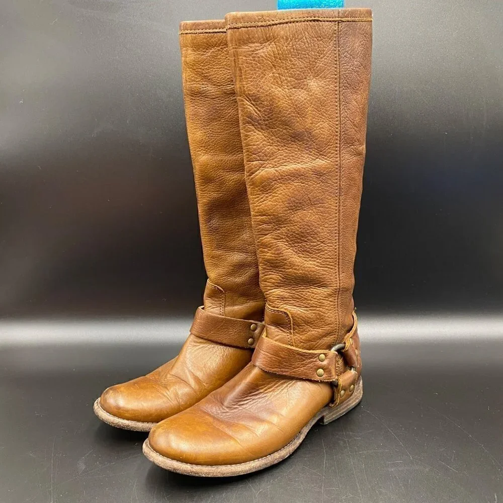 Frye Full Back Zip Brown Boots Women's Size 6